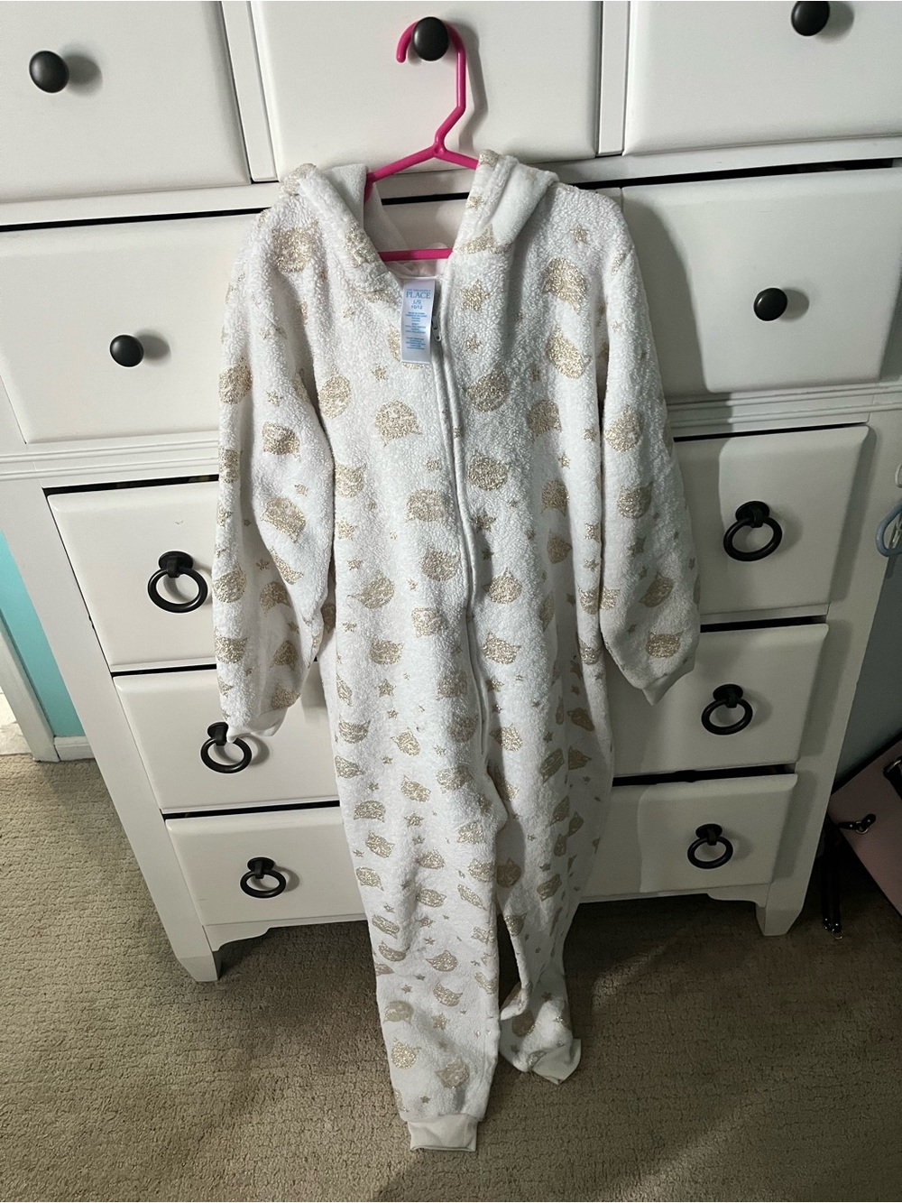 The Children's Place White Hooded Sleep Sack with Gold Moon Print